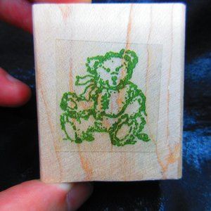 Teddy Bear Rubber Wood Mounted Stamp 2" X 1.75"